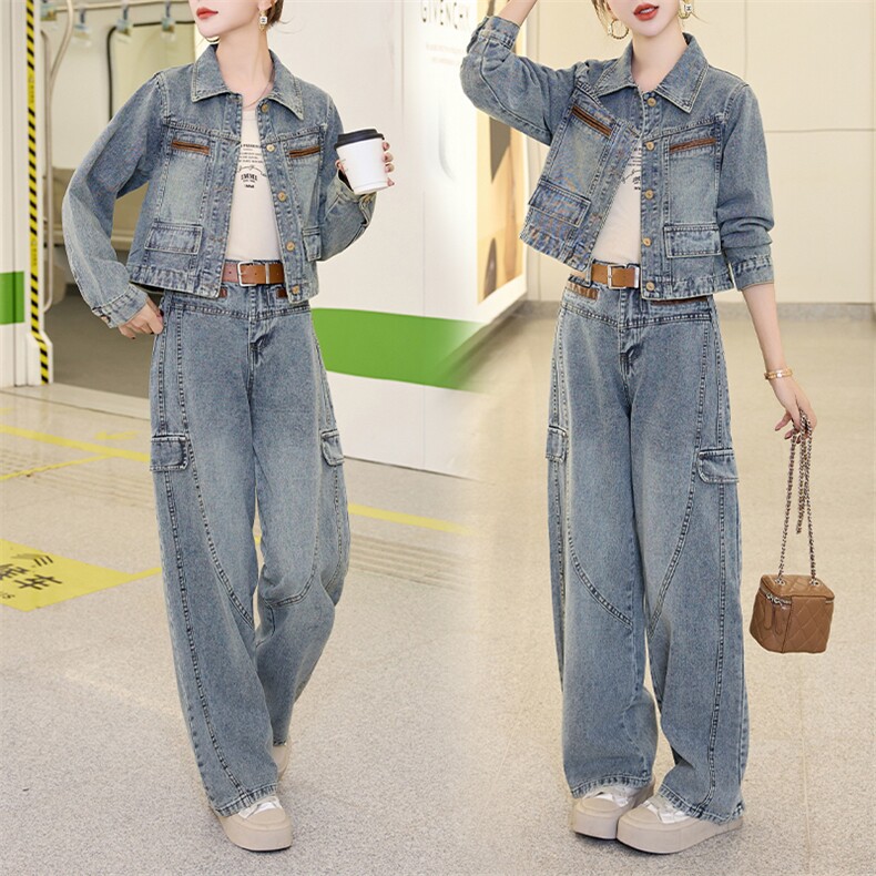 牛仔外套女洋气减龄显瘦春秋装2025新款轻熟风时尚气质两件套套装图片