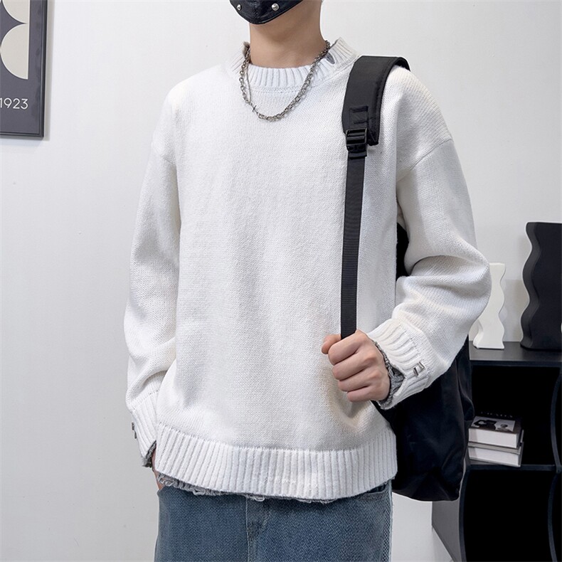 秋款男假两件毛衣圆领开叉针织衫休闲线衣M883P52,男装针织衫/毛衣,星座1013-1