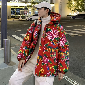 CC99东北大花连帽加厚保暖防寒棉衣外套风特色棉服情侣花衣图片