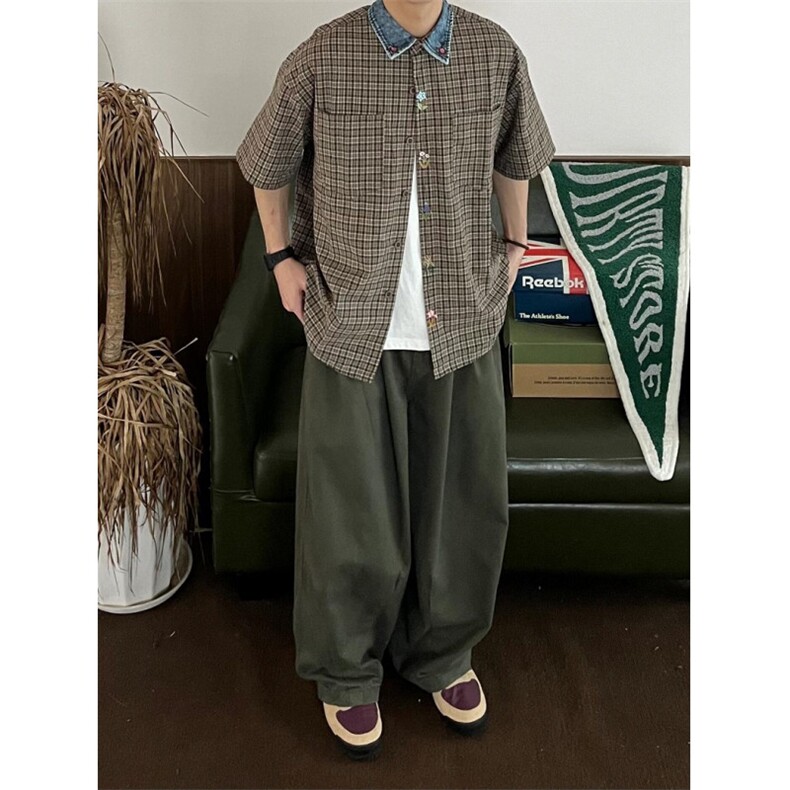 纯棉工装休闲裤解构褶皱工装裤男纯棉工装垂感裤子K886,男装休闲裤,星座1116A（原606A-3）