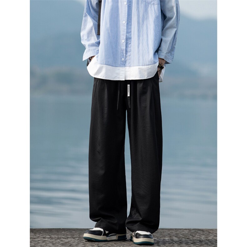 2025春夏新款潮牌垂感西裤百搭直筒阔腿休闲长裤男2532-P40控59,男装休闲裤,电商C305A