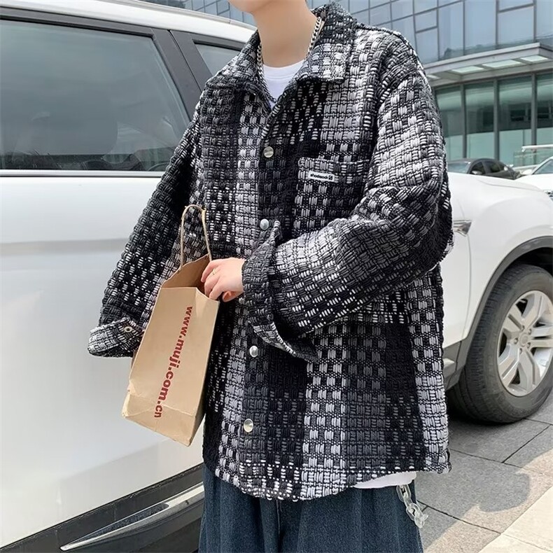 男秋季外套潮牌街头小香风格子外套男ins潮春秋痞帅炸街A1P70,男装夹克,星座1116-2