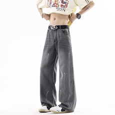 B221美式ins高街宽松喷墨莱赛尔冰丝牛仔裤LK25496-特P45控88，男装牛仔裤，电商B221