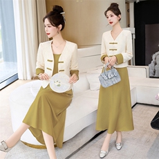 新中式连衣裙套女小香风春秋新款短款上衣外套修身吊带,女装连衣裙,琪绚服饰,浙宝-杭派风 新中式连衣裙套女小香风春秋新款短款上衣外套修身吊带,女装连衣裙,琪绚服饰,浙宝-杭派风