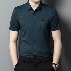 夏季男士衬衫短袖冰丝休闲商务宽松透气高级感时尚衬衣XY3626-P80，男装衬衫，星座1105-3
