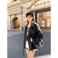 机车皮衣外套女2025新款酷飒风美拉德棕色美式复古夹克，男装夹克，星座1210-1