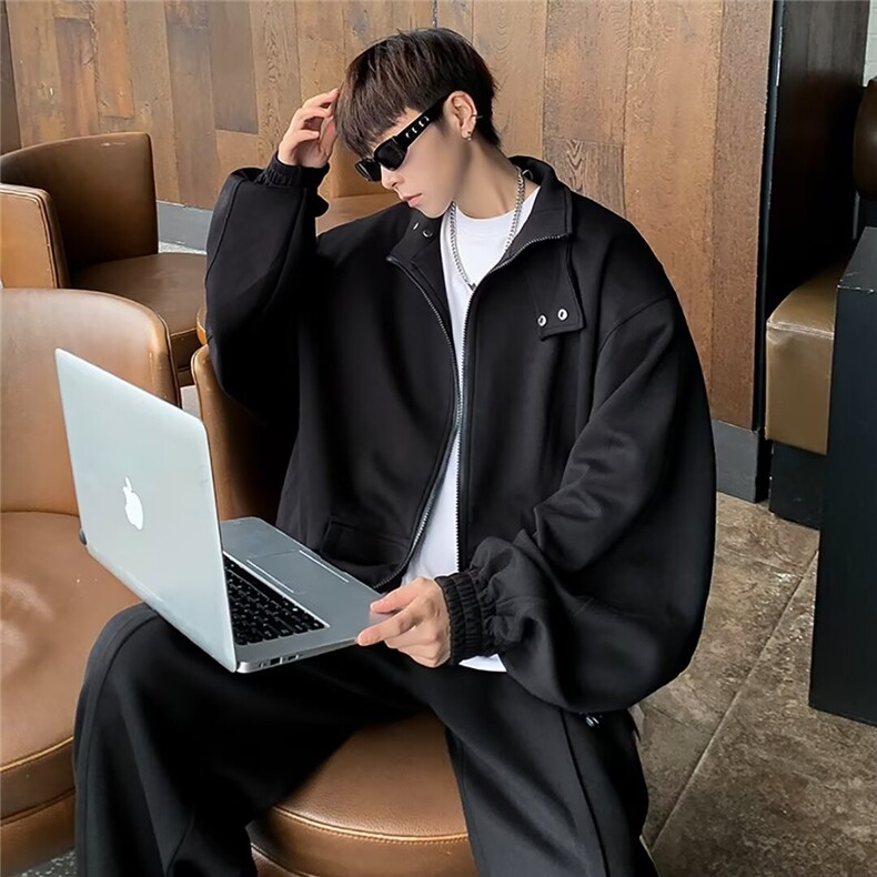 春季新款立领开衫纯色简约个性潮牌休闲男外套宽松韩版百搭夹克，男装夹克，星座506A