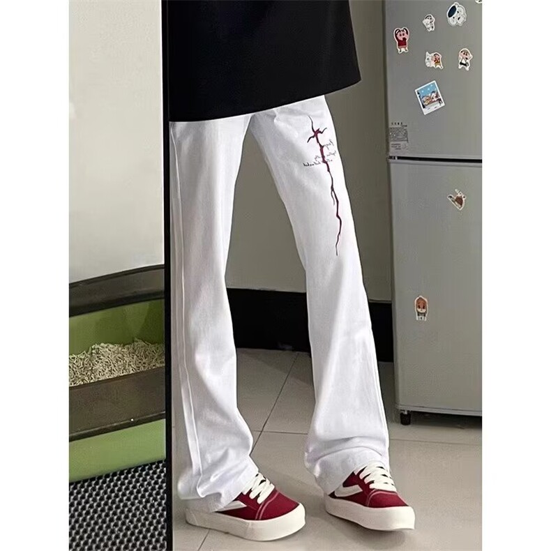 裤子潮闪电印花微喇牛仔裤男款直筒修身显瘦弯刀裤KB234,男装牛仔裤,星座1116A（原606A-3）