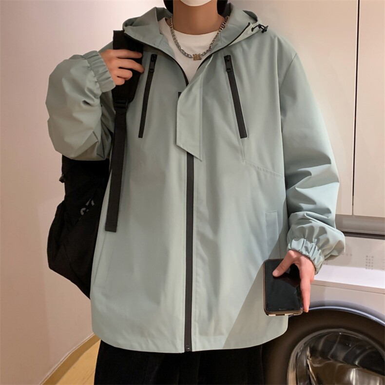 新款连帽冲锋衣夹克男港风潮流宽松休闲外套JK2307-P68,男装夹克,星座717