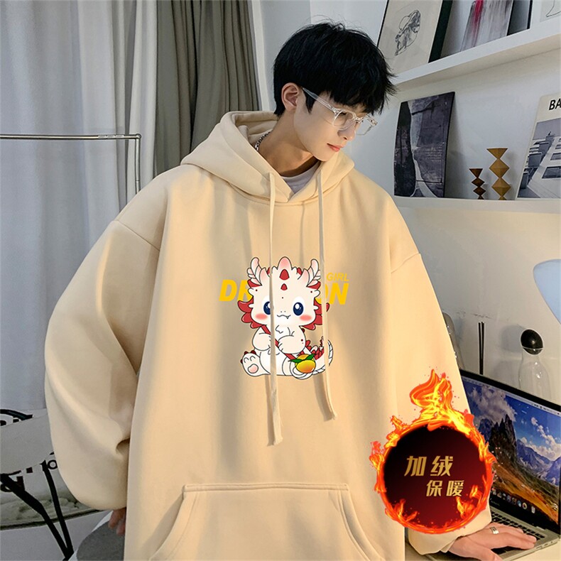 龙年卫衣冬季美式加绒加厚卫衣外套DL1725常规特P35加绒特40,男装卫衣,电商A486