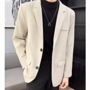 轻熟风免烫小西装男士韩版早秋潮流帅s黑色休闲商务西服外套 Y70图片