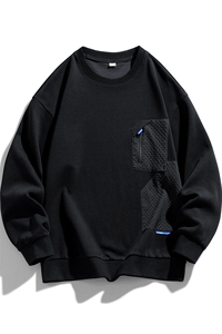 M-8XL 秋季加绒加厚胖子拼接圆领卫衣男图片