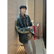 秋冬高街三条杠牛仔外套男休闲网红工装棒球服装ins痞帅GY802，男装工装外套，星座1116A（原606A-3）