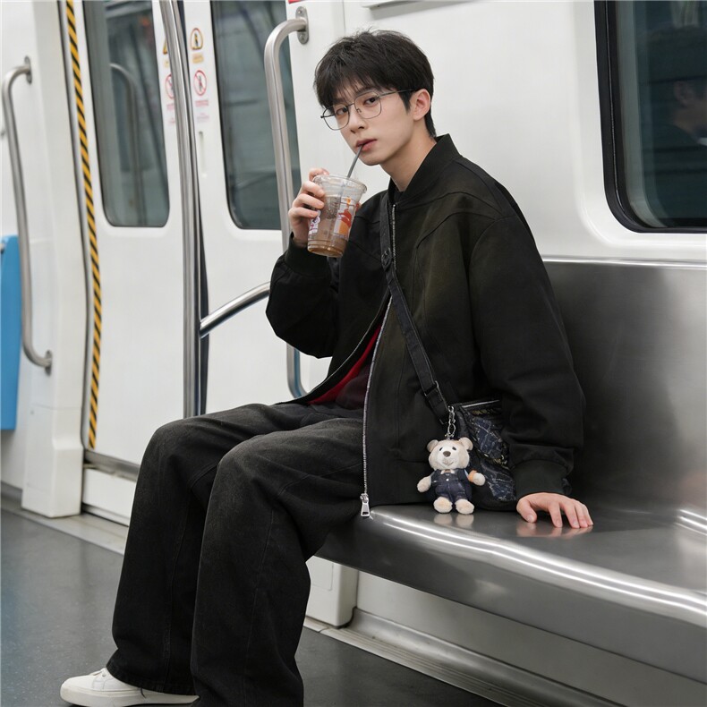 现货！春季美式夹克外套上衣长袖AJ01691-聚酯纤维-特批50,男装夹克,电商A061