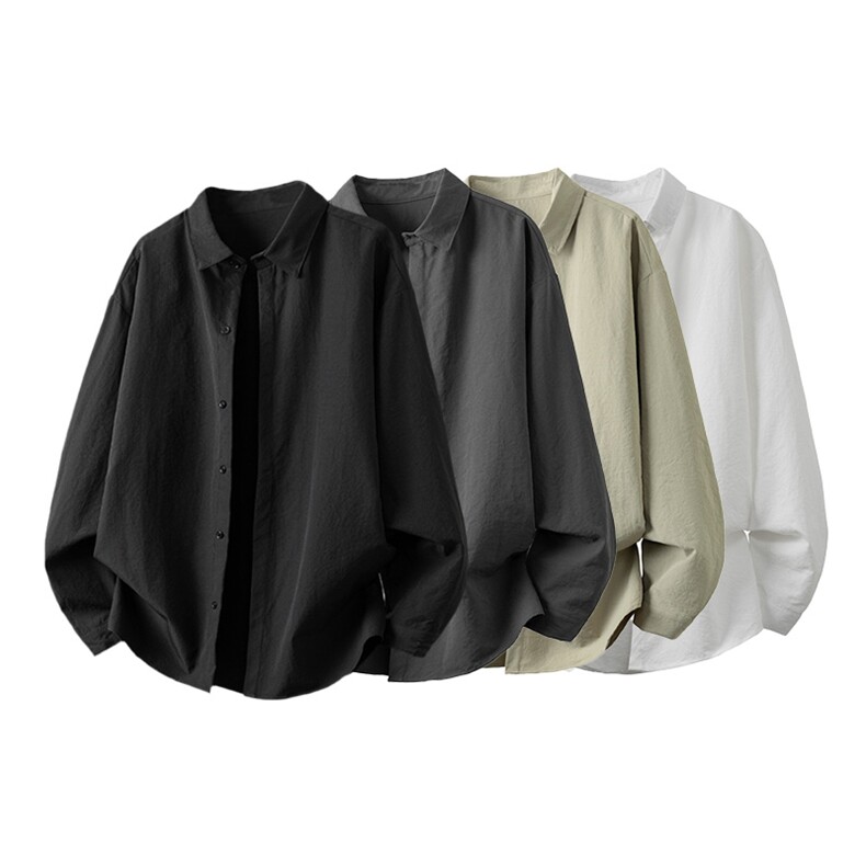 ！2025秋冬新款男士纯色衬衫宽松休闲情侣衬衣CS06特P35，男装衬衫，电商B220