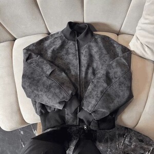 立领防寒PU皮衣外套双拉链棒球服美式cleanfit飞行员夹克JKK785图片
