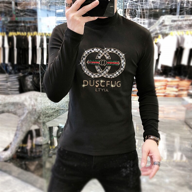22新款秋冬潮牌男简欧大码圆领双面德绒打底衫长袖A-806-P53,男装T恤,电商A227B（原钱塘4066-1）