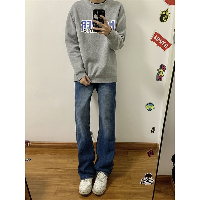 B221美式ins高街暗黑光版修身微喇牛仔裤LK23137-P55控78,男装牛仔裤,电商B221