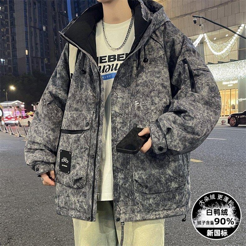 Y9019-特P268工装羽绒服男款冬季加厚连帽派克服男士外套图片