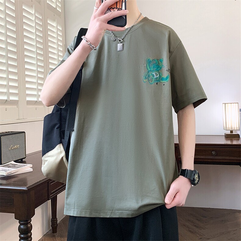 夏季男短袖t恤 高品质多工艺发泡印大码T恤衫HF8382-P34图片