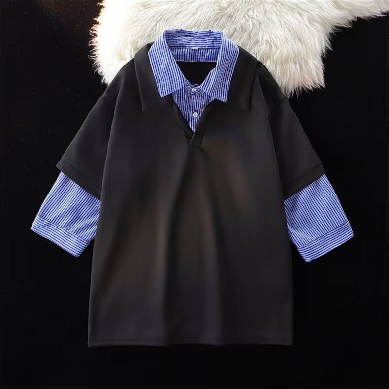 夏季新款设计感小众短袖男宽松潮流美式复古t恤街头潮牌上衣，男装T恤，四季星座505