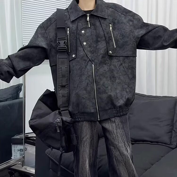 男士皮衣外套男春秋款高级感痞帅秋装美式新款JK299-P85,男装皮衣,星座208-5