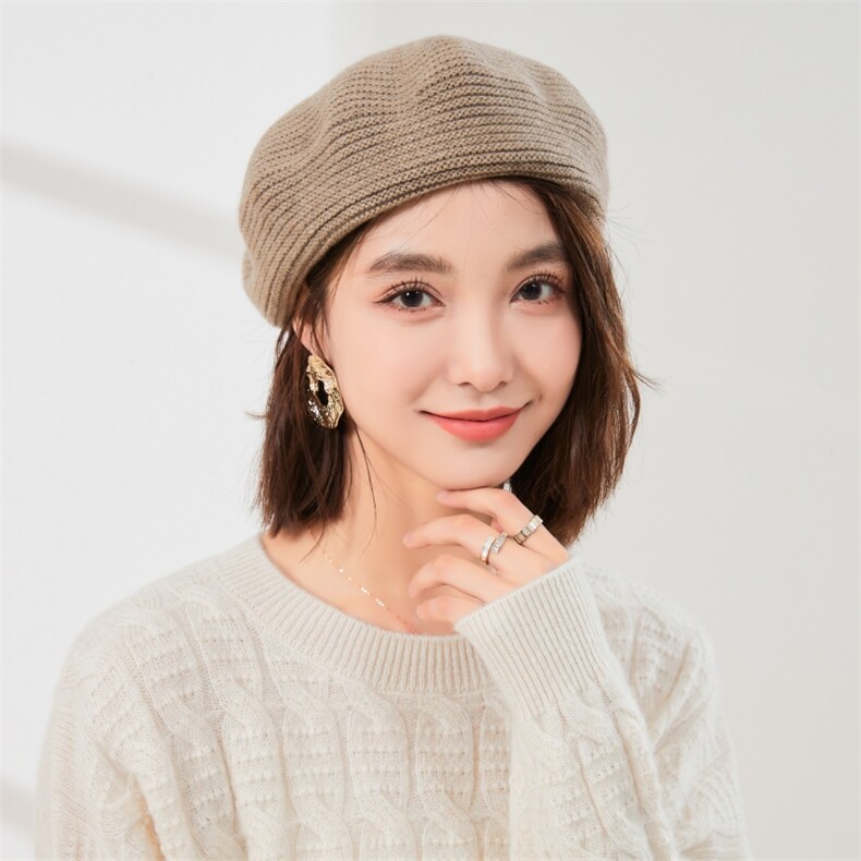 秋冬季新款优雅百搭羊绒贝雷帽简约时尚保暖女帽,饰品帽子,润匹羊绒