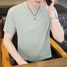 夏季冰丝短袖圆领时尚凉感休闲青年修身短袖T恤上衣XD3762-P30，男装T恤，星座310B-3