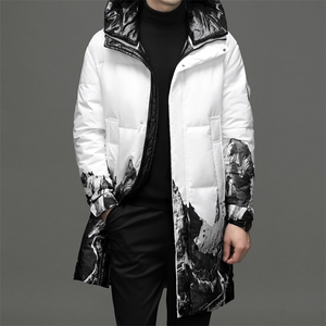 冬季新款羽绒服男中年休闲加厚鸭绒上衣中长款男士连帽保暖外套,30岁男士秋衣穿搭图片