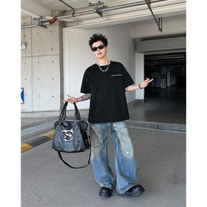 美式cleanfit拉链短袖男款夏季设计感t恤痞帅小领口半袖ST572-P33图片