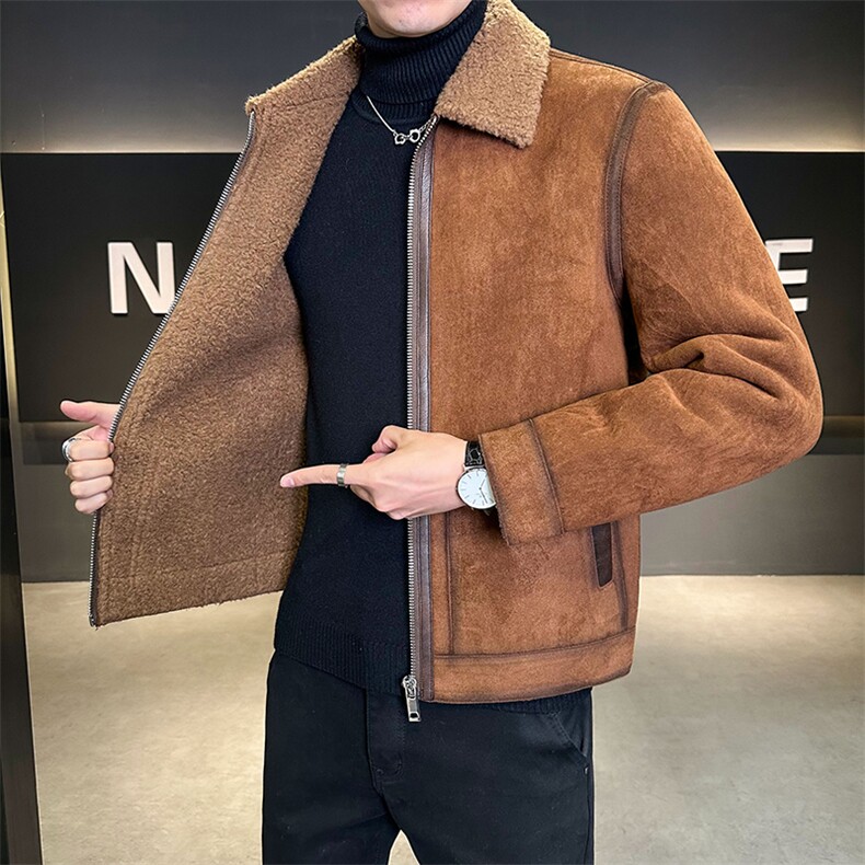 含羊毛皮毛一体外套男2025冬季新款加绒加厚夹克B240-P1588-P245,男装夹克,电商B240
