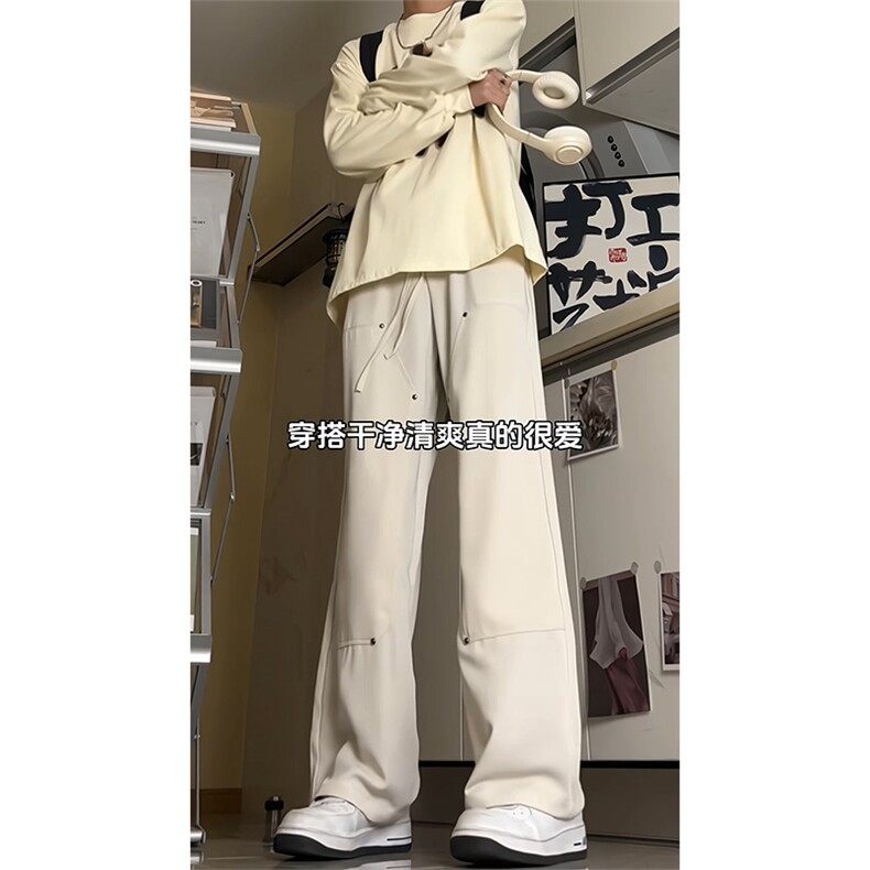 抖音2026春季美式伐木裤男垂感休闲西裤A423P55控78，男装西裤，电商A309