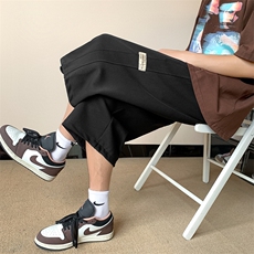 XZ213-DK122-P45控58港风大码冰丝速干纯色松紧腰阔腿休闲七分裤，男装牛仔裤，星座213