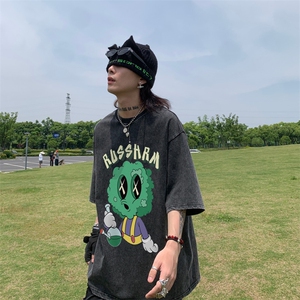 卡通创意印花 水洗做旧 夏季无袖背心/马甲/坎肩XZ514-2-1315-P38图片