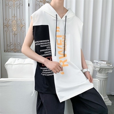 7XL~M潮流连帽无袖背心2023夏季新款休闲马甲T恤男加肥加大码控58，男装背心/马甲，钱塘717(原712)