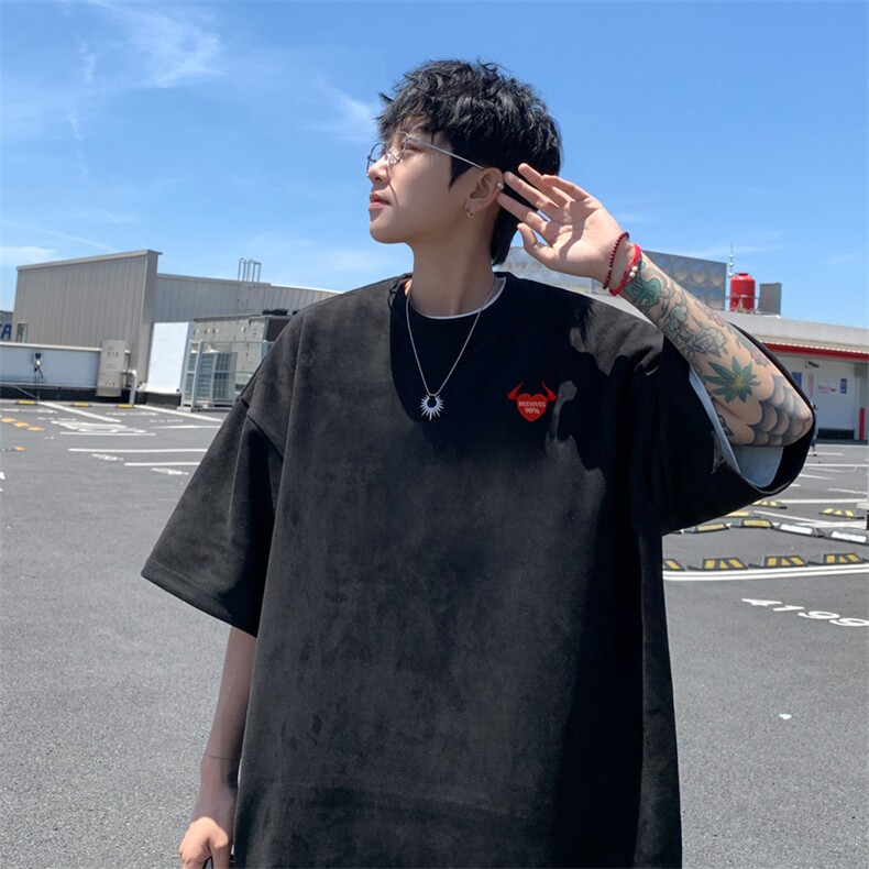 量大优供视频重磅麂皮绒短袖t恤男JT515-特p19,男装T恤,电商B371
