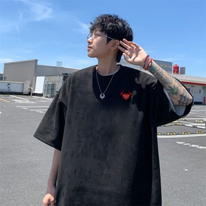 量大优 供视频 重磅麂皮绒短袖t恤男 JT515-特p19图片