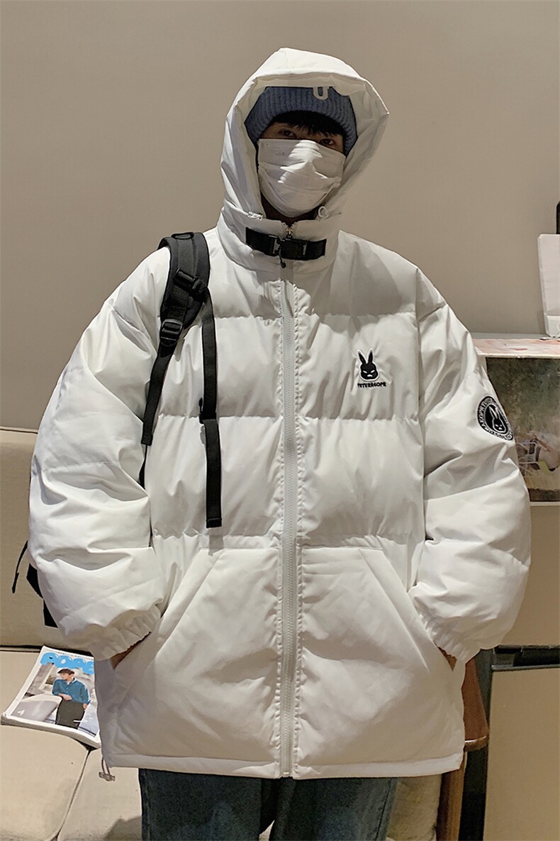 港风新品小兔刺绣宽松男士棉衣韩版情侣棉服冬装外套G1035P128,男装棉衣,电商A339