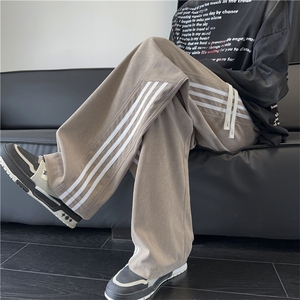 K2498批45控68 秋冬新款灯芯绒裤子男撞色直筒裤长裤拖地裤图片
