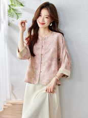 女士七分袖外套2025年夏季薄款时尚宽松减龄休闲高级感新中式上衣，女装短外套，新依时派