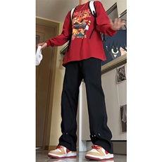 美式高街复古微喇牛仔裤男款春秋显瘦铆钉直筒裤子KZ015P60加绒70，男装牛仔裤，电商B312