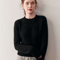 2025年秋季新款百搭女士七针加厚圆领麻花，女装羊绒衫，尚达羊绒