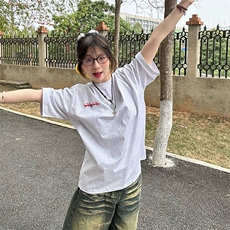 万针全刺绣工艺抖音得物高品质260克重磅纯棉双纱美式高街短袖T恤，男装T恤，电商A486
