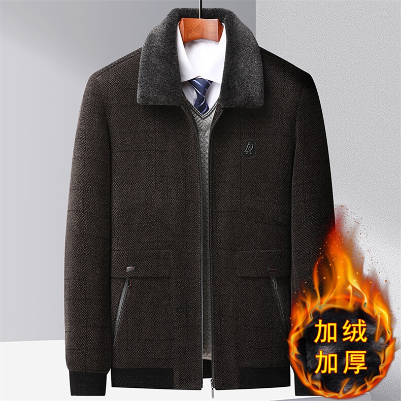 冬季新款男士雪尼尔翻领棉服中老年加绒加厚保暖男装棉衣休闲外套,男装棉衣,电商B212（原钱塘6029）