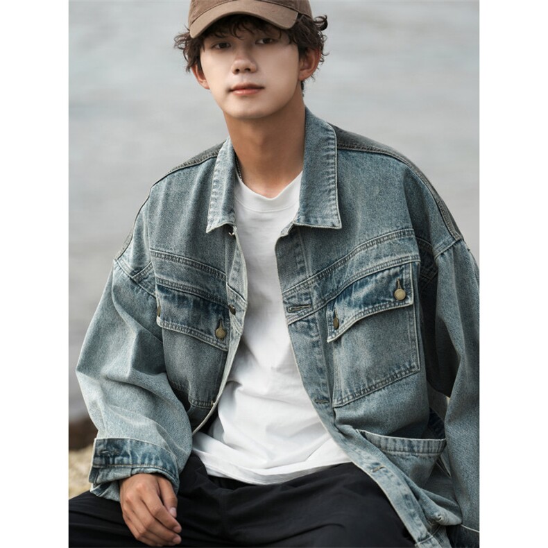 2025新款男士撞色拼色水洗工装牛仔夹克外套上衣N9003/P105，男装工装外套，星座202