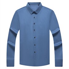 长袖衬衫男2023秋季纯色免烫无痕商务休闲男装中年男士时尚上衣，男装衬衫，电商B212（原钱塘6029）