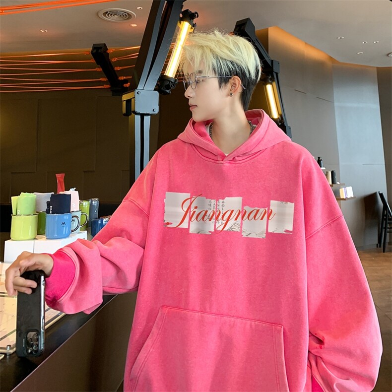 美式潮牌重磅水洗做旧连帽卫衣力推大码男XZ517A-2-Y7745-P68,男装卫衣,星座517A-2