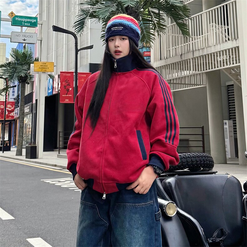 抖音得物高品质 美式高街重磅结构设计拼接织带立领卫衣外套 CM42图片