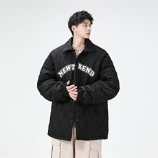 夹克棉衣男潮牌冬翻领字母痞帅棒球服外套大码棉服M0781-P95，男装棉衣，星座308B-2