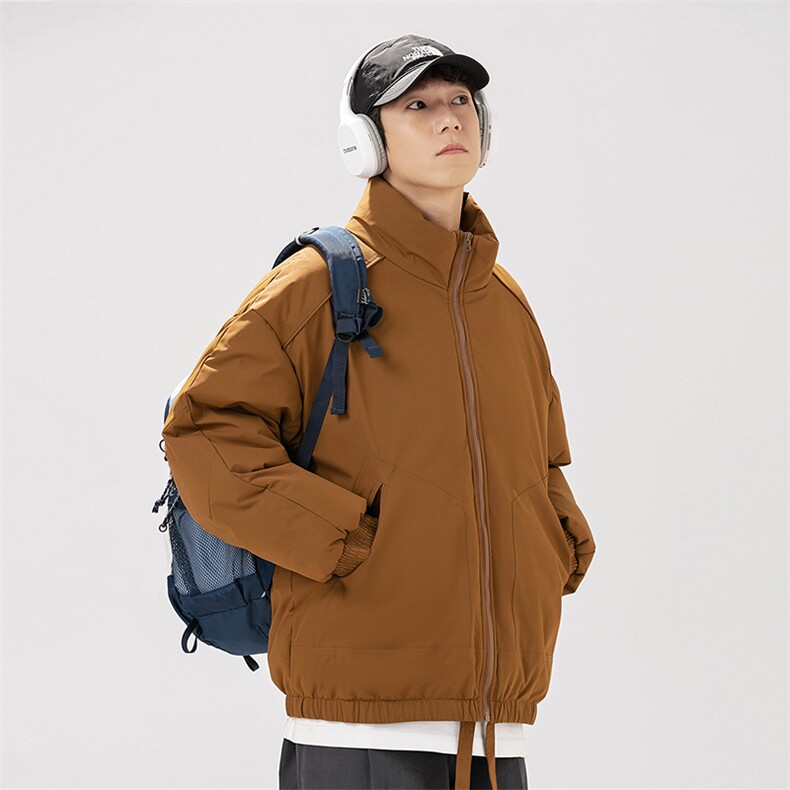 现货冬季美式休闲加厚雪山外套夹克立领纯色三防户外工装棉服,男装夹克,电商A486-1